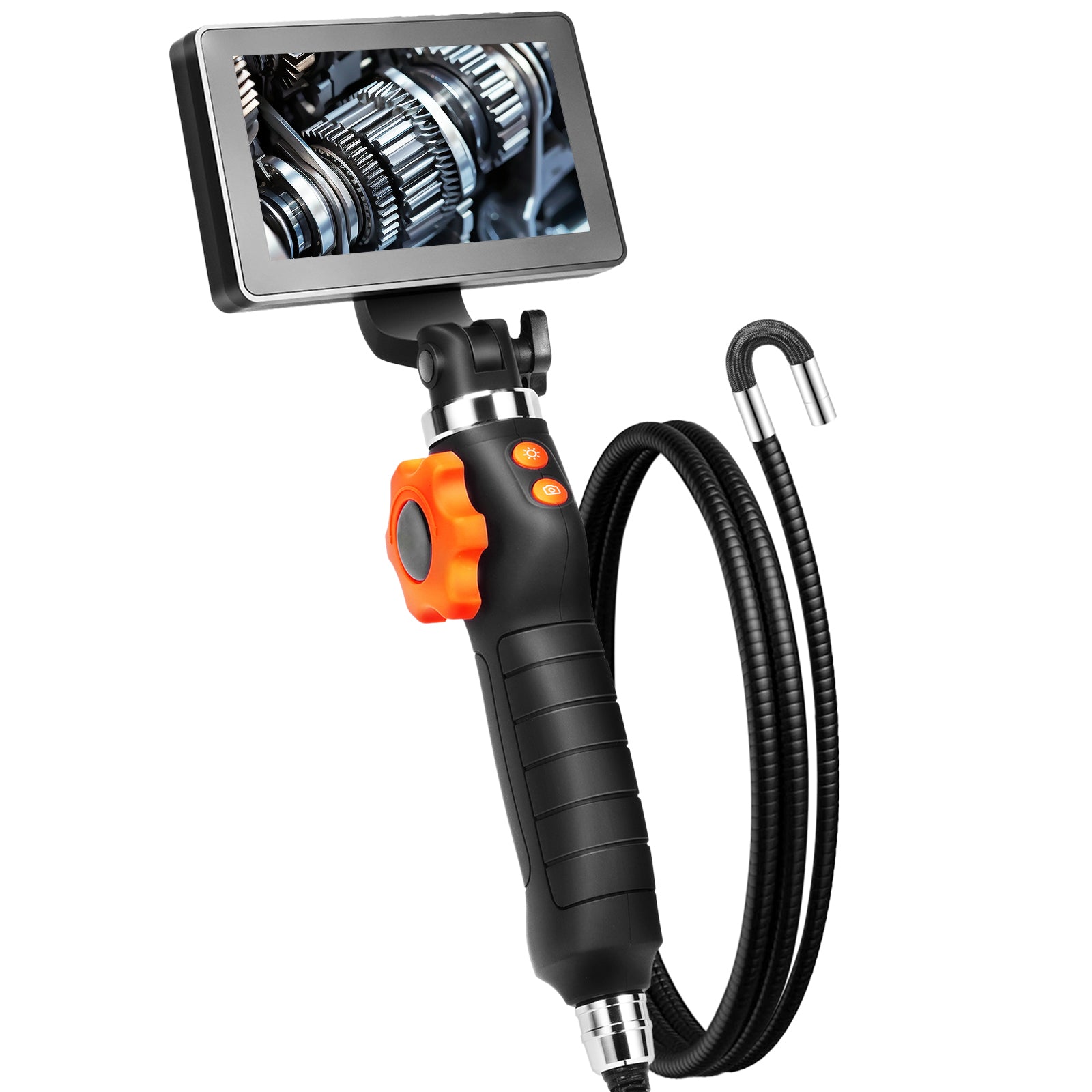 Borescope Endoscope Two-Way 180° Articulating 5" IPS 8X Zoom 6.4mm Lens