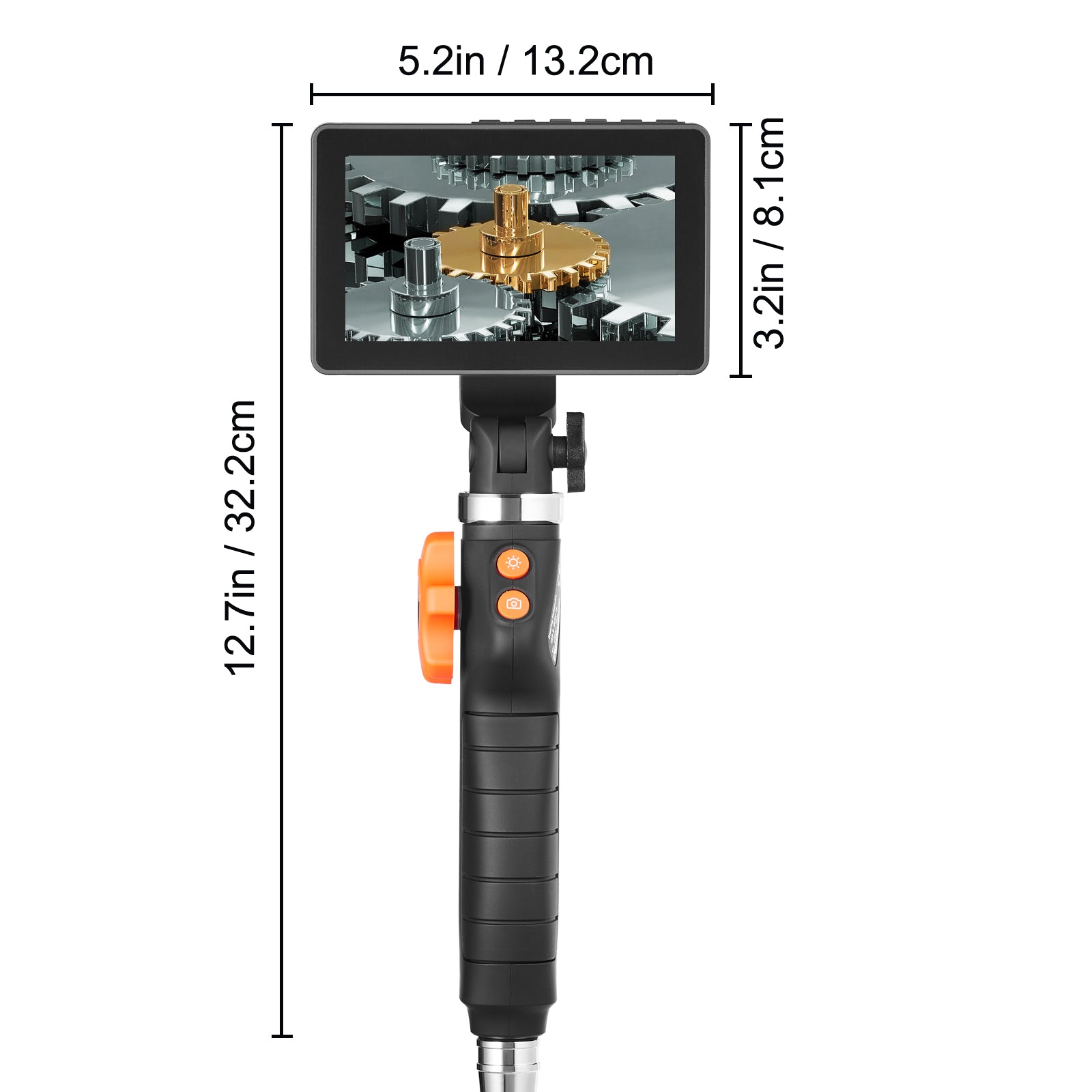 Borescope Endoscope Two-Way 180° Articulating 5" IPS 8X Zoom 6.4mm Lens