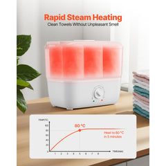 Hot Towel Warmer, 1.1 gal Small Towel Steamer with Clip & Indicator, Holds 12-15 Towels, Portable Facial Warmer Quickly Heats Up in 5 Minutes, for Spa, Barber, Manicures, Massage, Salon, White