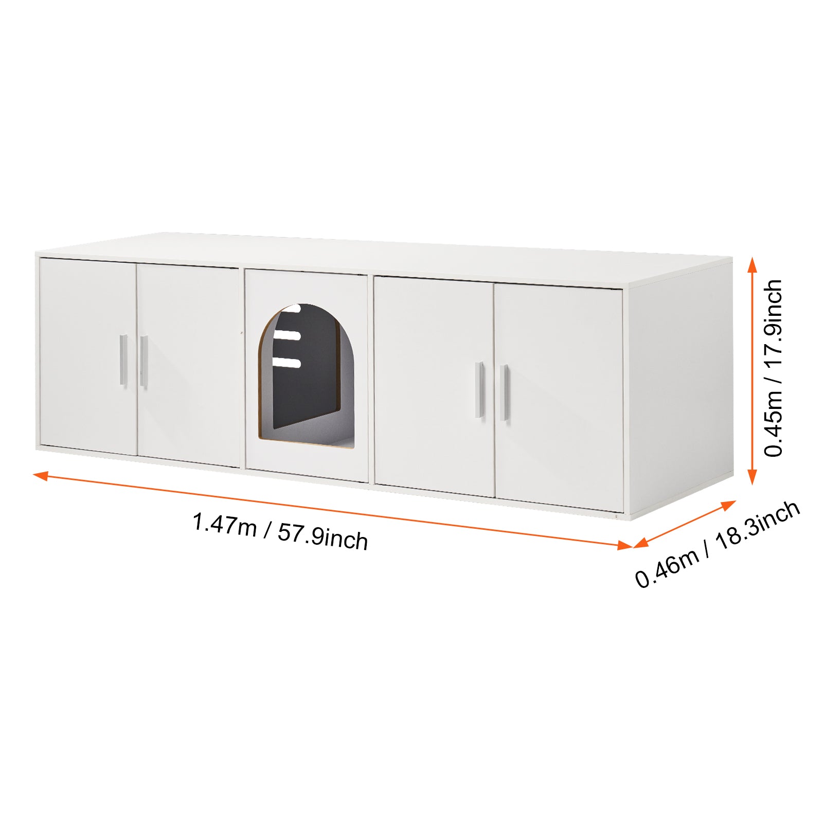 Cat Litter Box Enclosure Wooden Litter Box Furniture Hidden 57.9" White