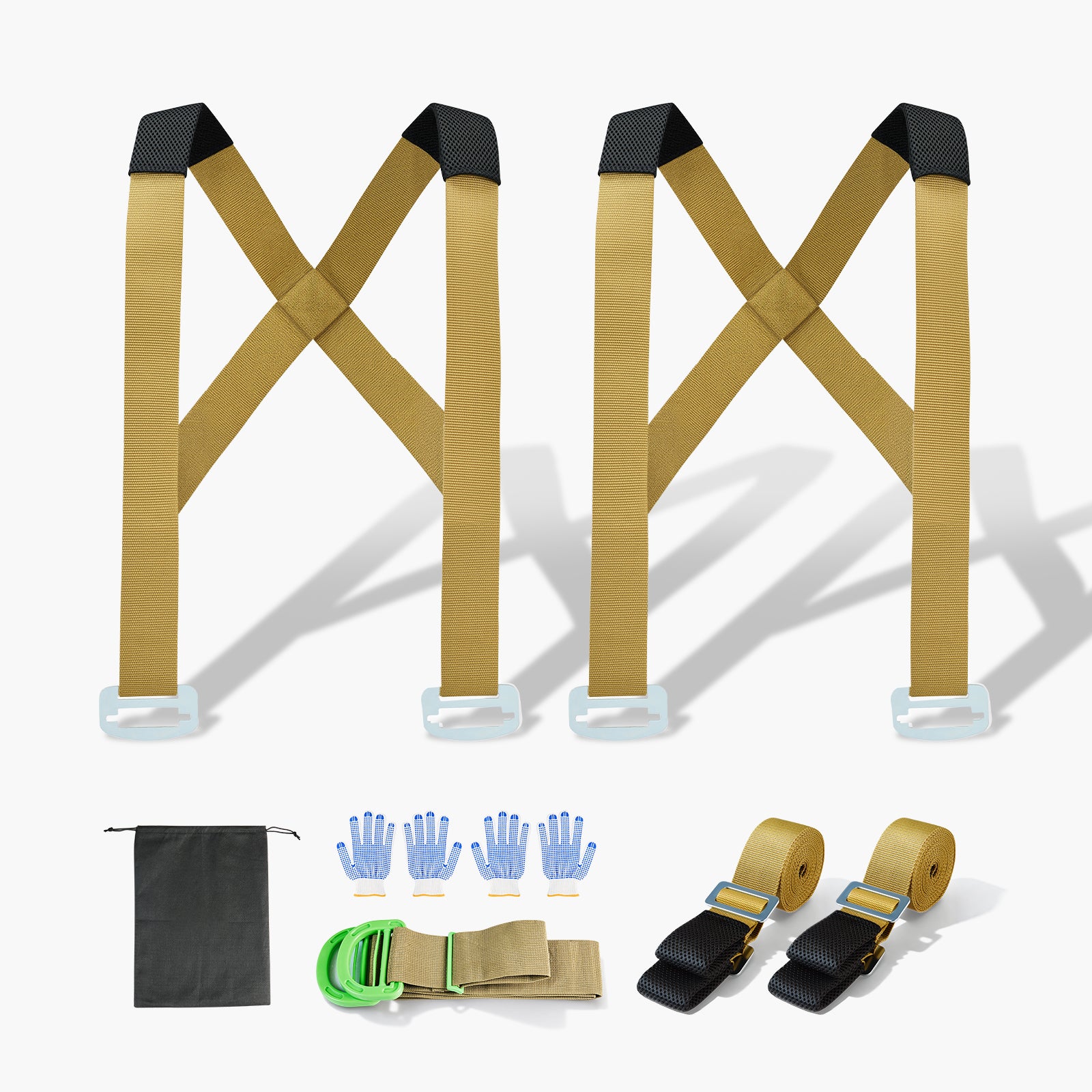 Moving Straps, 2-Person Lifting and Moving System with 2 Harness Straps, 2 Load-bearing Straps & 1 Handheld Strap, Adjustable Lifting Shoulder Straps Move Furniture Appliances Mattresses