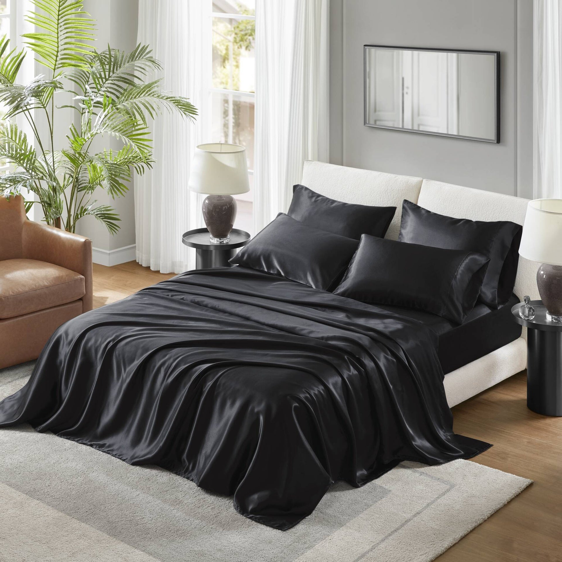 7 PCS Split King Luxury Sheet Set Black