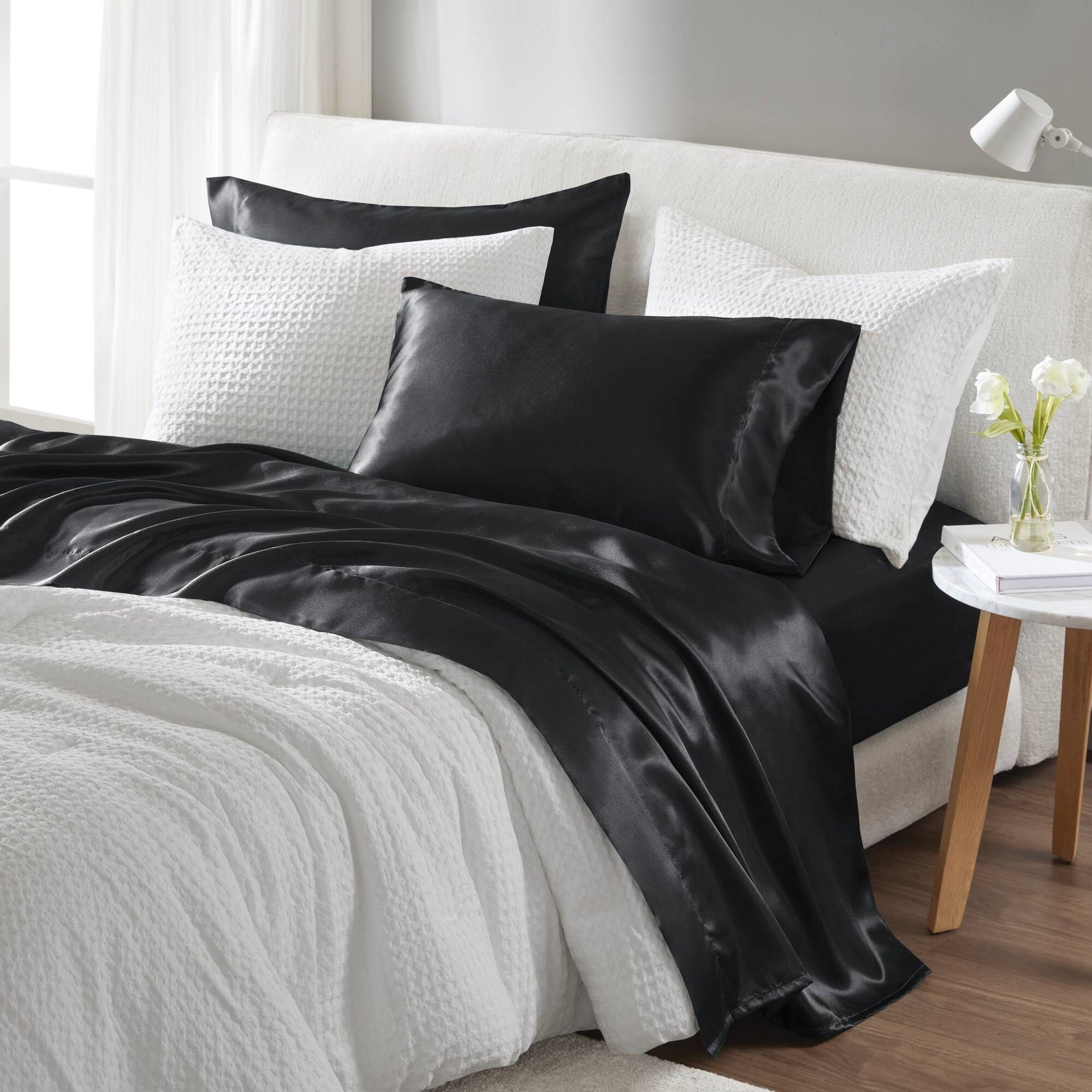 7 PCS Split King Luxury Sheet Set Black
