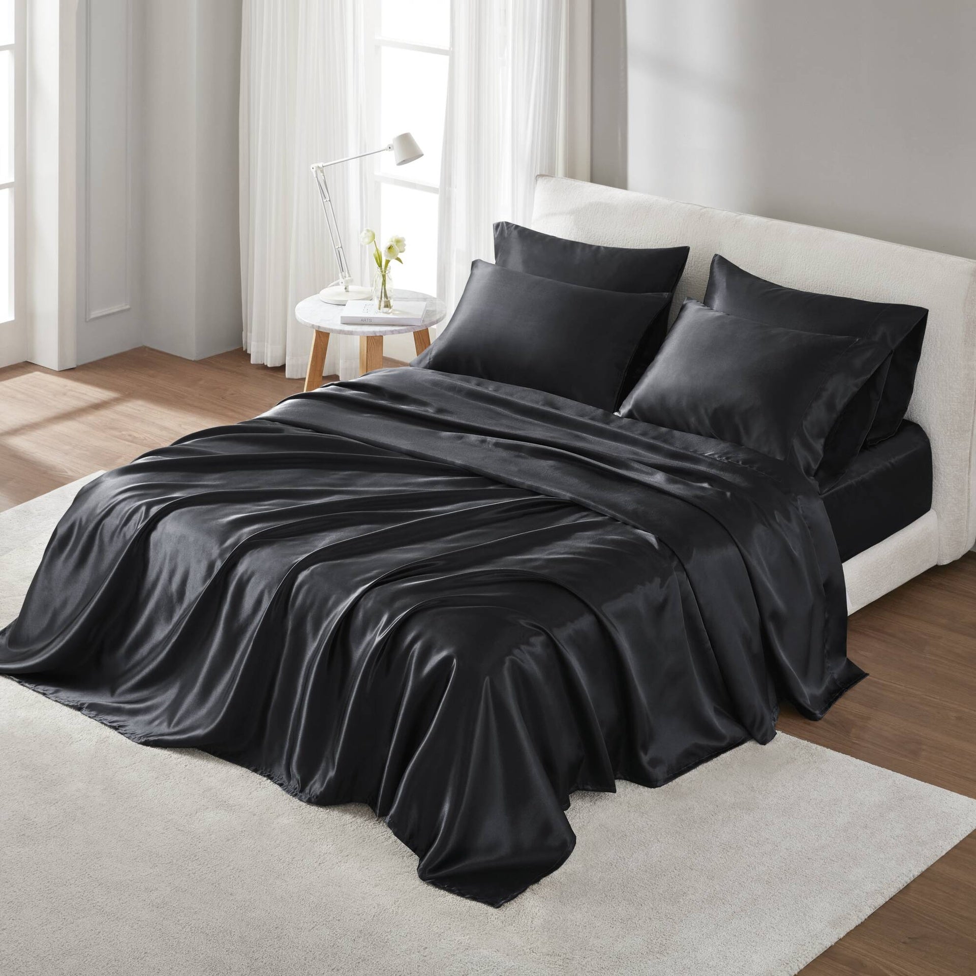 7 PCS Split King Luxury Sheet Set Black