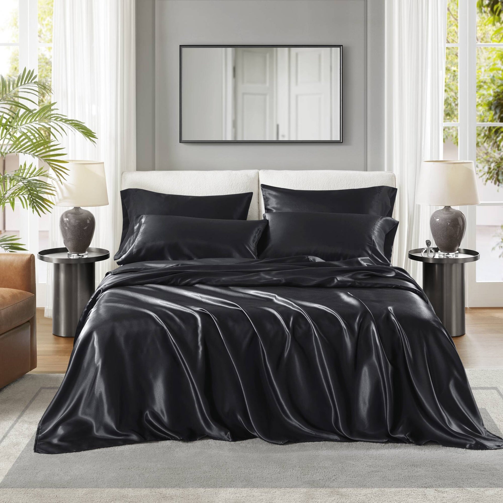 7 PCS Split King Luxury Sheet Set Black