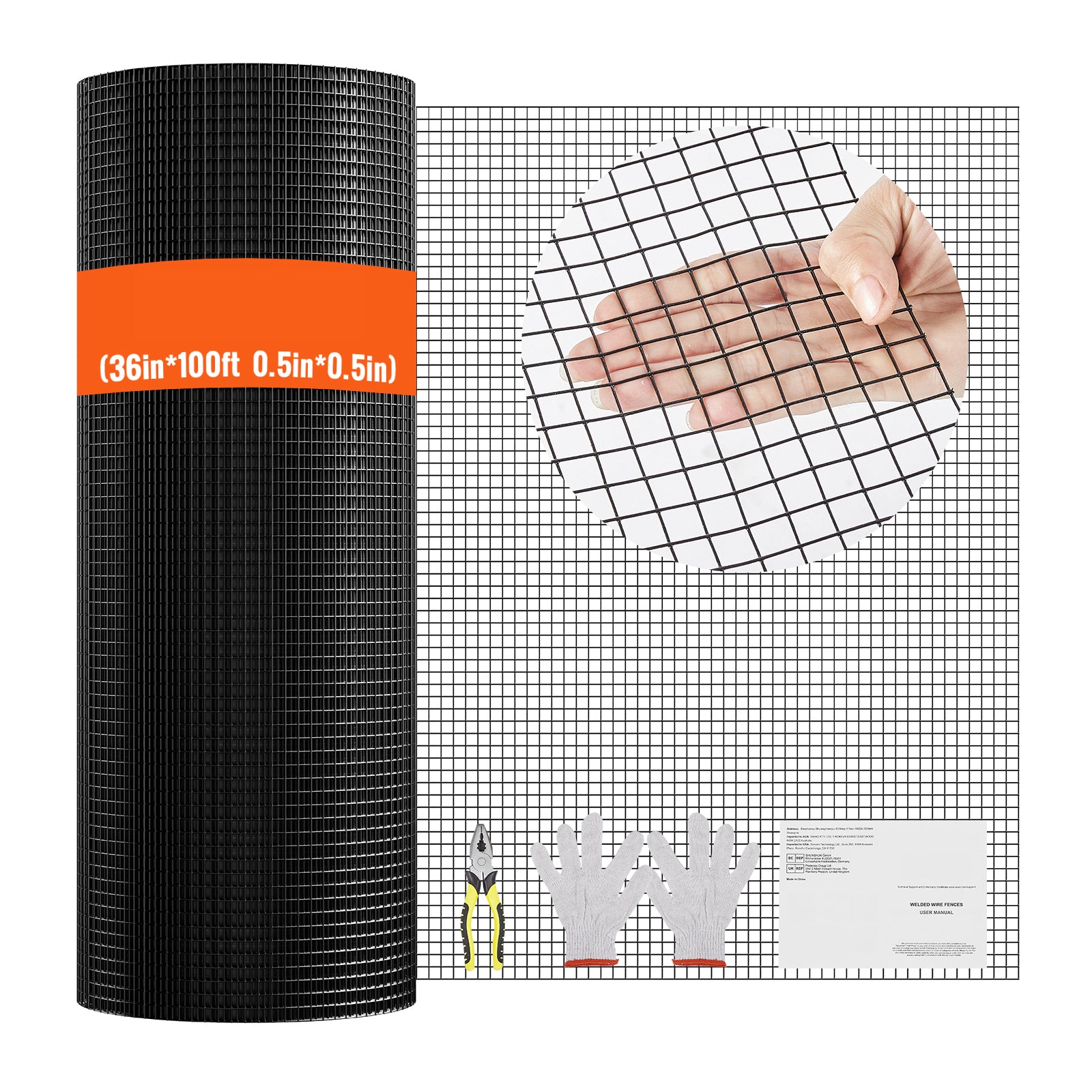 Hardware Cloth, 36'' x 100' Galvanized Wire Mesh Roll, 19 Gauge Chicken Wire Fence Roll, Vinyl Coating Metal Wire Mesh for Chicken Coop Barrier, Rabbit Snake Fences, Poultry Enclosures