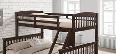 Transition Twin Full Bed With Slat Design And Angled Ladder, Cherry