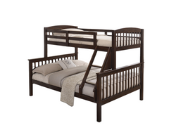 Transition Twin Full Bed With Slat Design And Angled Ladder, Cherry