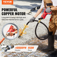 Handheld Concrete Vibrator, 950W Electric Vibrator 13000 VPM, Electric Concrete Vibrating Tool With 6.6ft / 2m Shaft Rod, Portable Pencil Cement Vibrator Remove Air Bubble and Mix Concrete