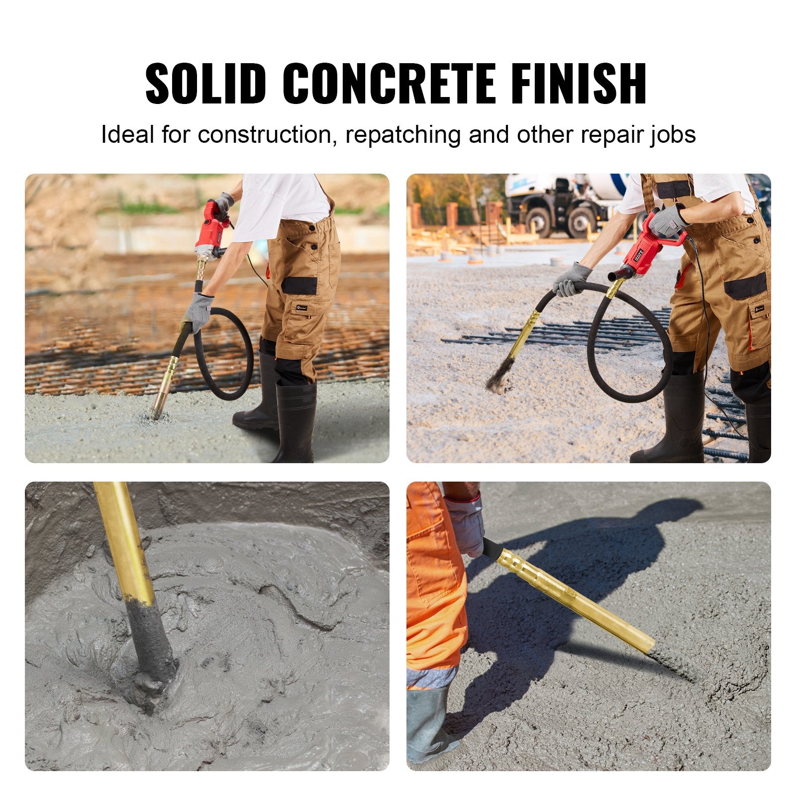Handheld Concrete Vibrator, 950W Electric Vibrator 13000 VPM, Electric Concrete Vibrating Tool With 6.6ft / 2m Shaft Rod, Portable Pencil Cement Vibrator Remove Air Bubble and Mix Concrete