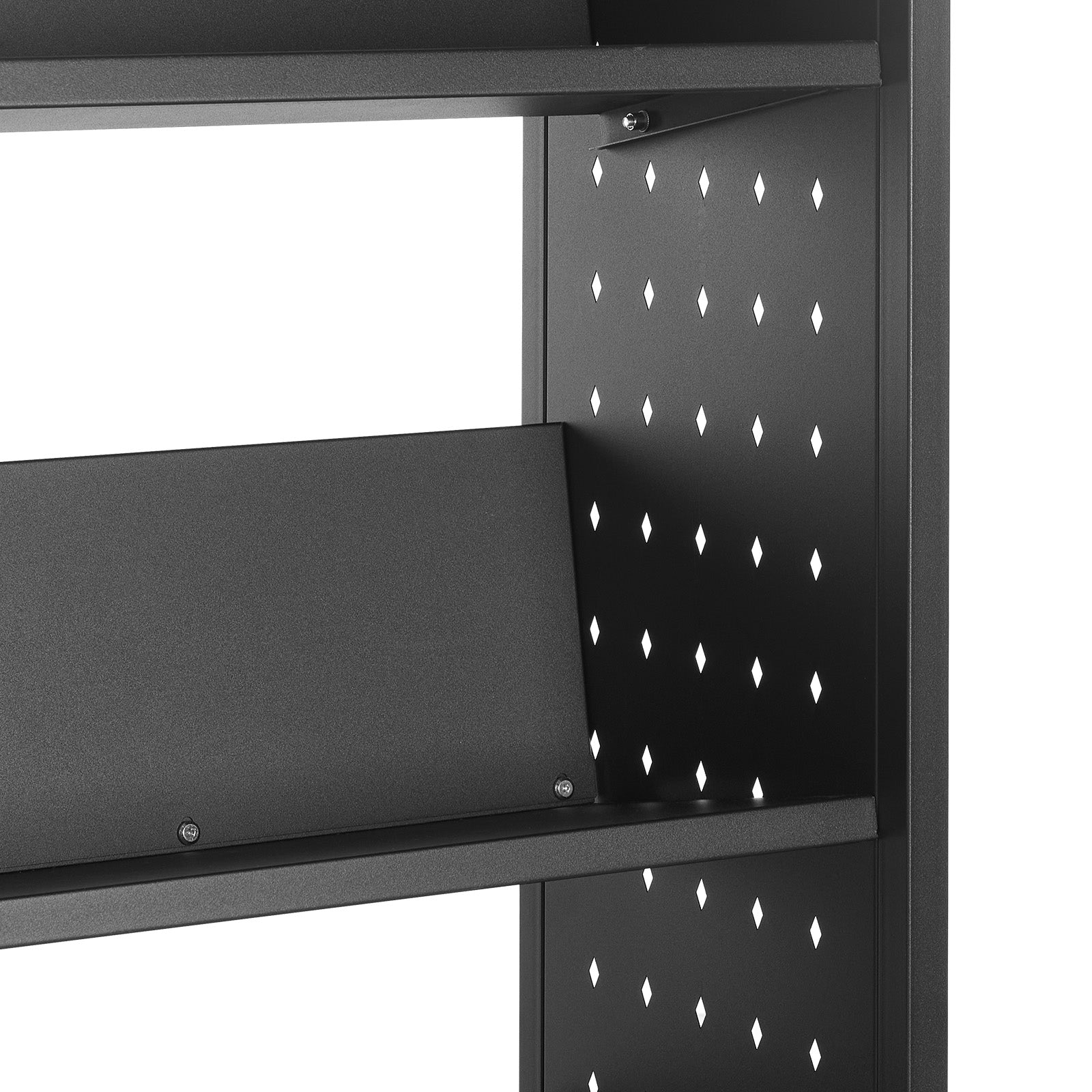 3-Tier Rolling Book Cart Single Sided V-Shaped Shelves Book Truck in Black