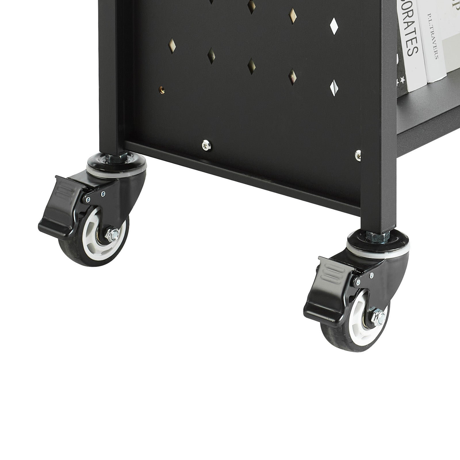 3-Tier Rolling Book Cart Single Sided V-Shaped Shelves Book Truck in Black