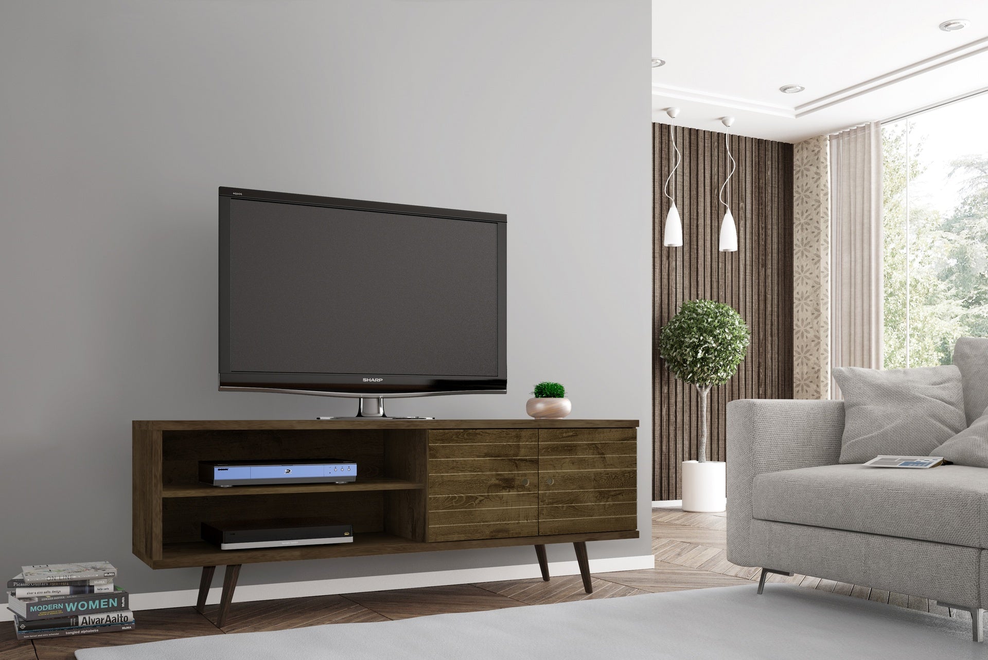 TV Stand in Rustic Brown