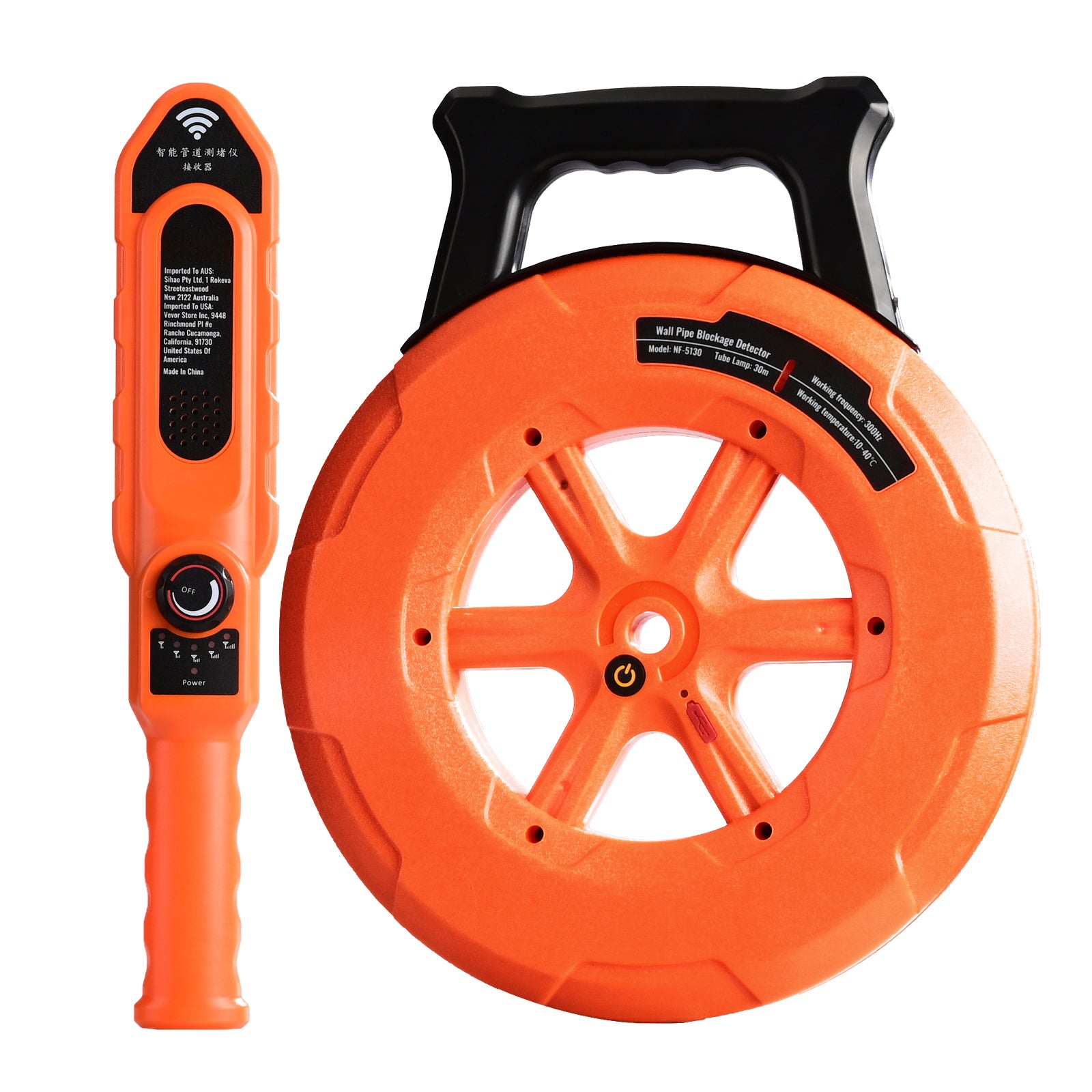 Pipe Blockage Detector Locators 100ft/30m Waterproof for PVC Plastic Metal