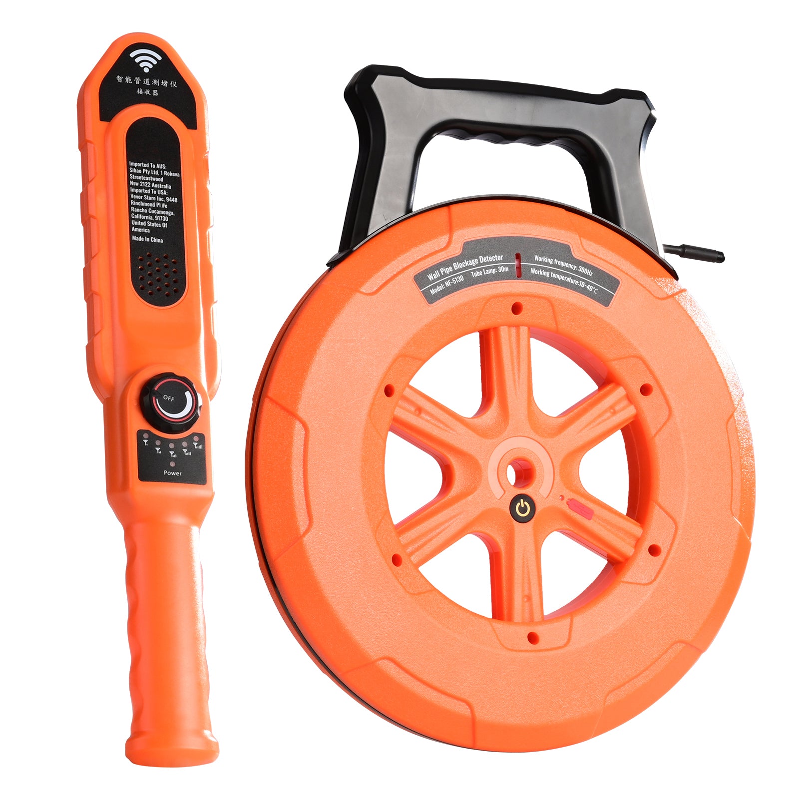 Pipe Blockage Detector Locators 100ft/30m Waterproof for PVC Plastic Metal