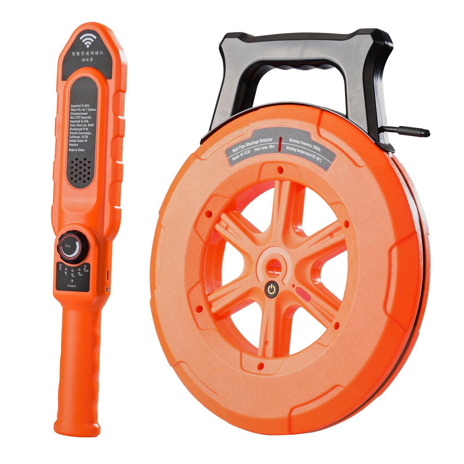 Pipe Blockage Detector Locators 100ft/30m Waterproof for PVC Plastic Metal
