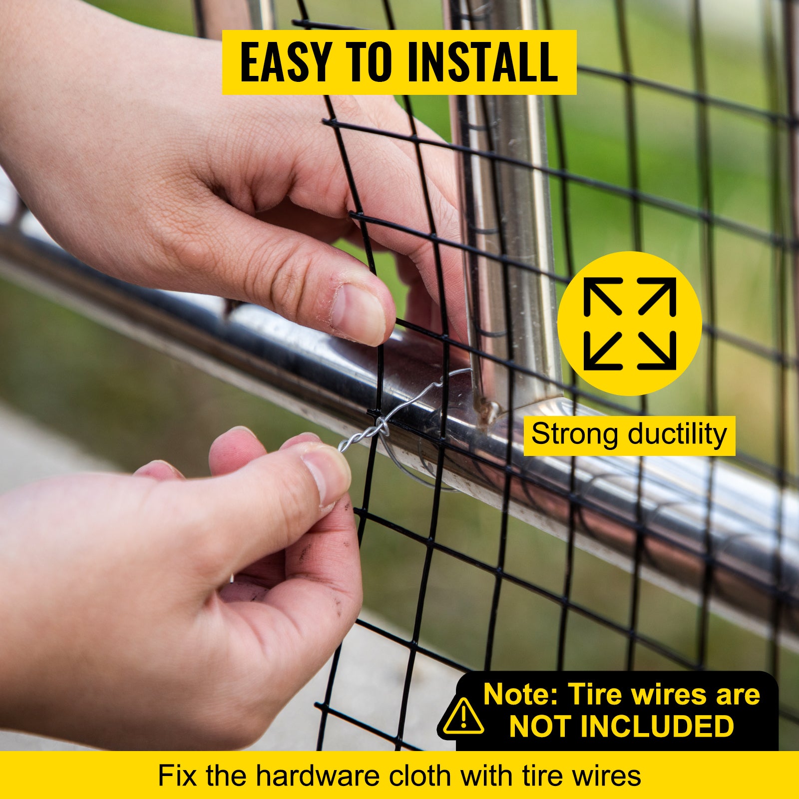 Hardware Cloth, 24" x 100' & 1"x1" Mesh Size, Galvanized Steel Vinyl Coated 16 Gauge Chicken Wire Fencing w/A Cutting Plier & A Pair of Fabric Gloves, for Garden Fencing & Pet Enclosures, Black
