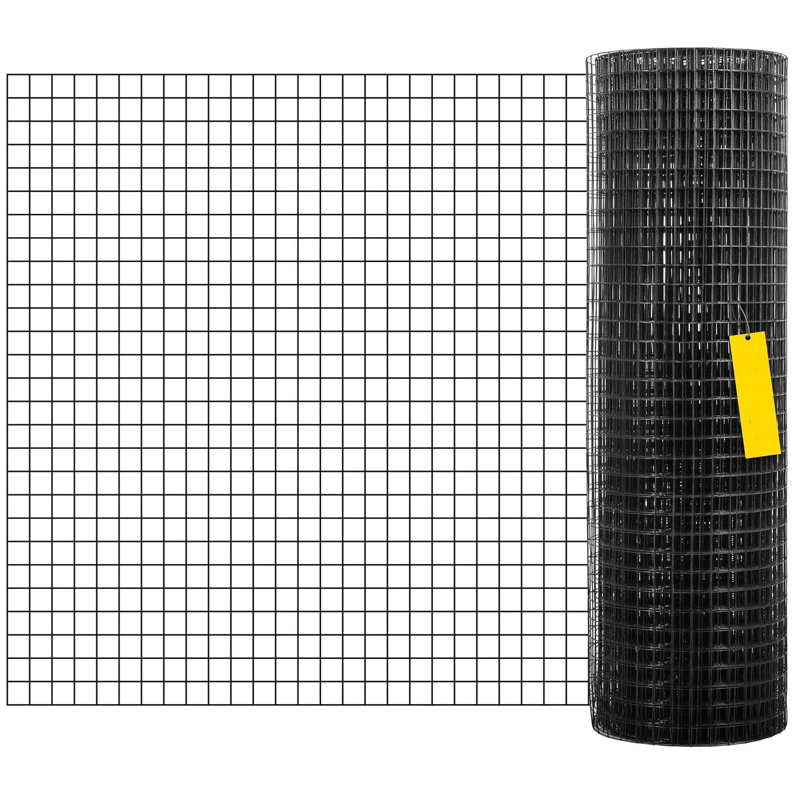 Hardware Cloth, 24" x 100' & 1"x1" Mesh Size, Galvanized Steel Vinyl Coated 16 Gauge Chicken Wire Fencing w/A Cutting Plier & A Pair of Fabric Gloves, for Garden Fencing & Pet Enclosures, Black