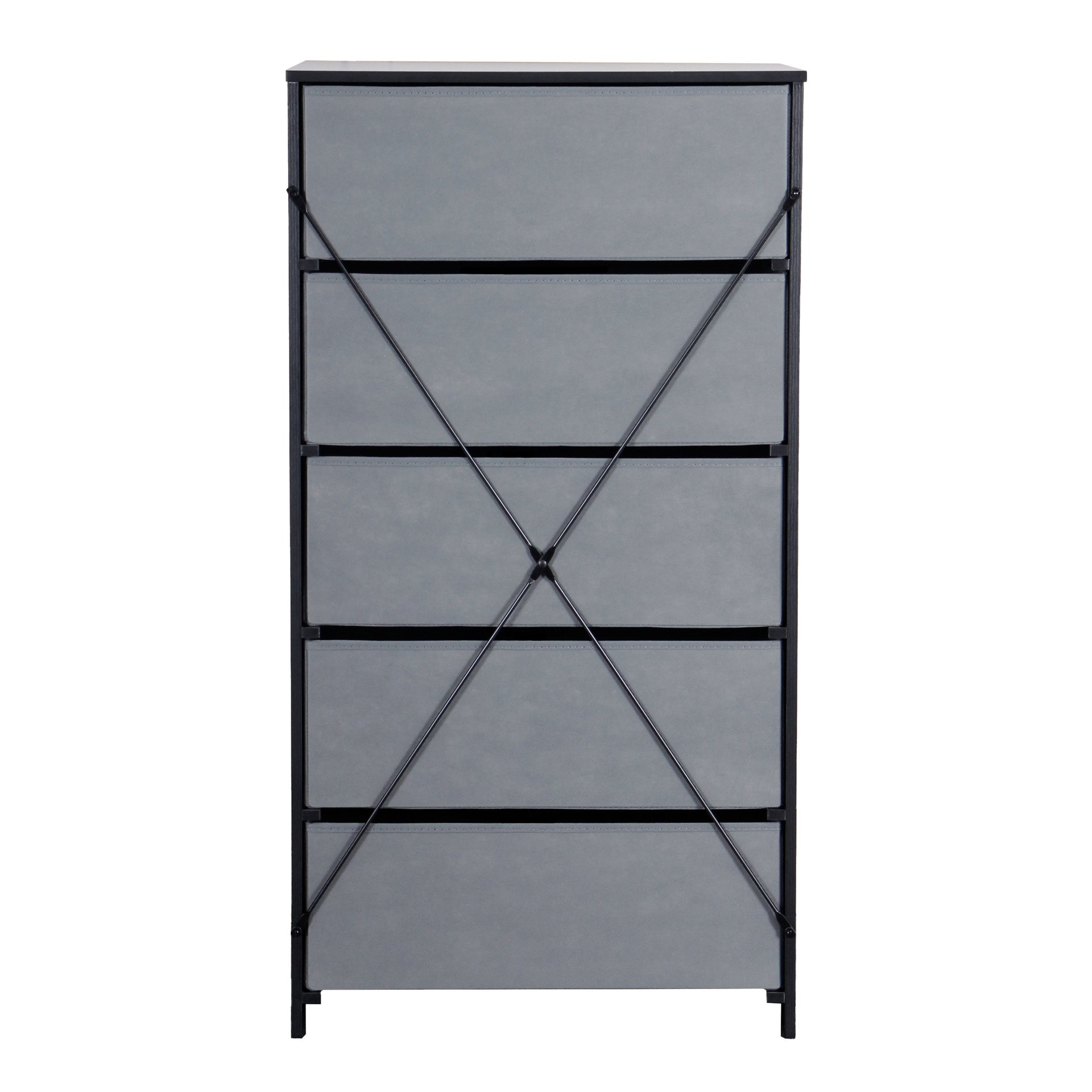 5-Drawer Dresser with Large Fabric Drawers, Black
