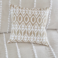 Embroidered Cotton Oblong Decorative Pillow Taupe 12x20"