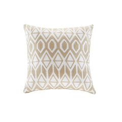 Embroidered Cotton Oblong Decorative Pillow Taupe 12x20"