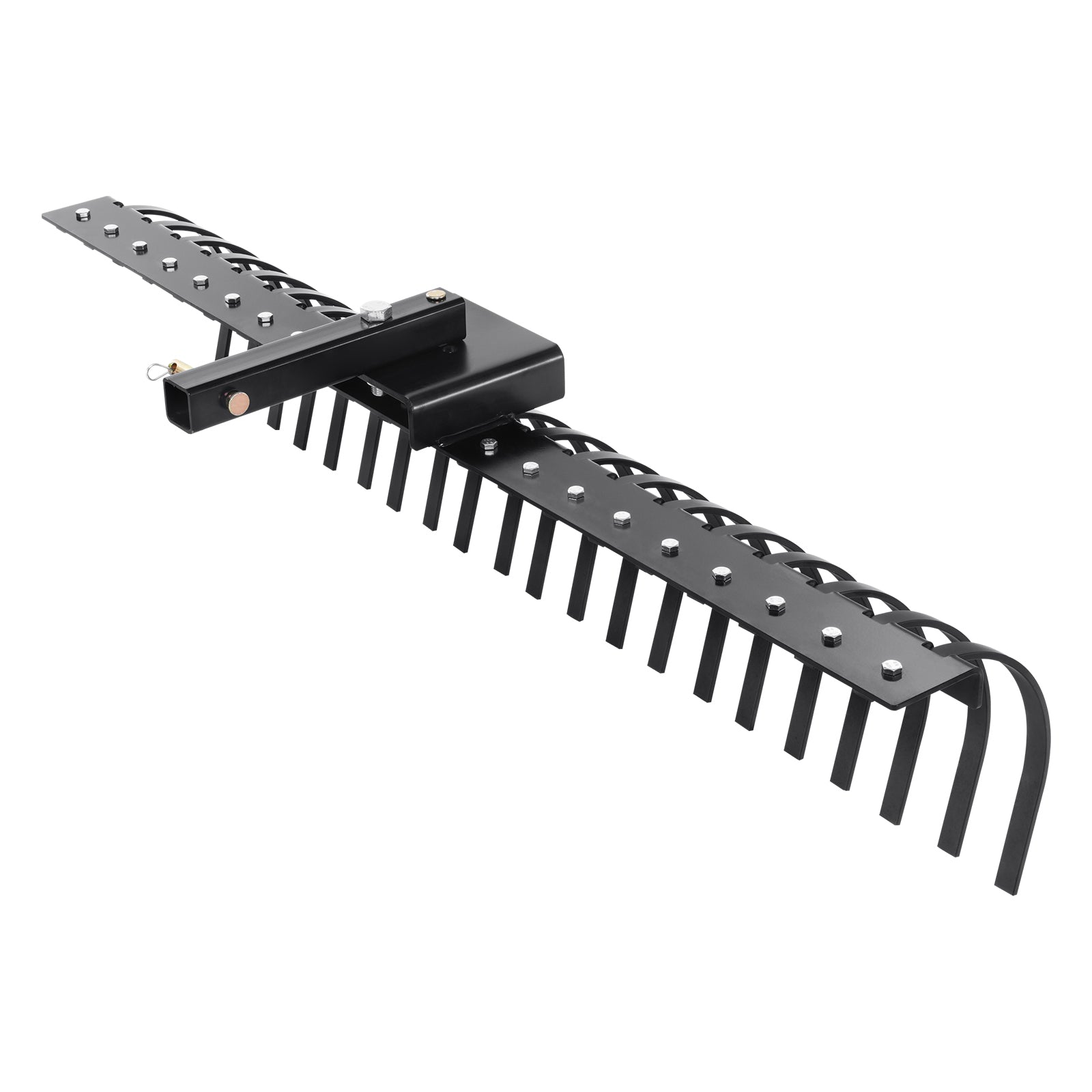 Tow Behind Landscape Rake, 60" Tow Dethatcher with 21 Steel Coil Tines, Lawn Dethatcher Rake Attaches to 48" or 60" Toolbars and 3-point Suspension Systems, for Leaves, Pine Needles, and Grass