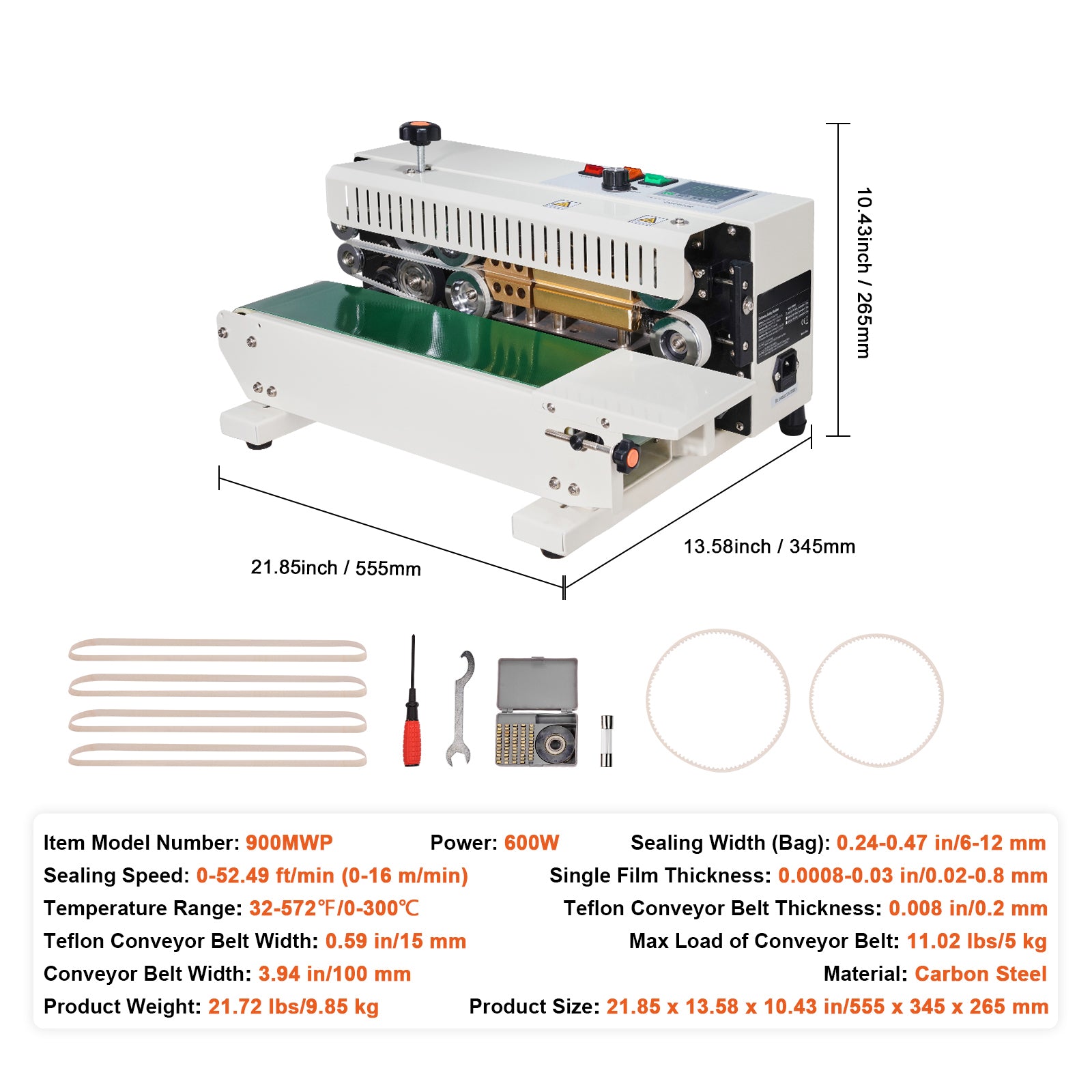 Continuous Bag Band Sealing Machine Horizontal Band Sealer Carbon Steel