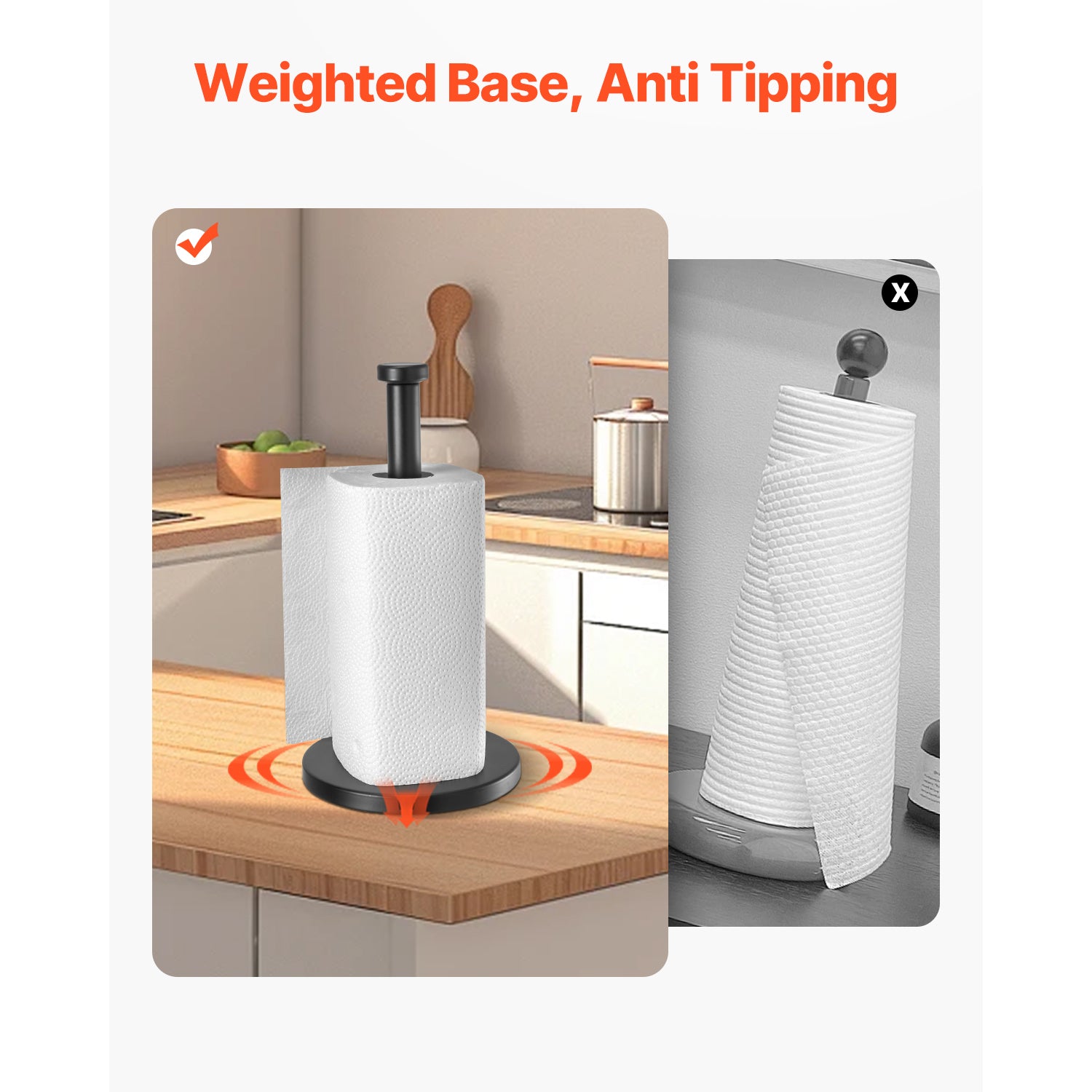 Paper Towel Holder Countertop Stainless Steel Paper Towel Stand for Kitchen