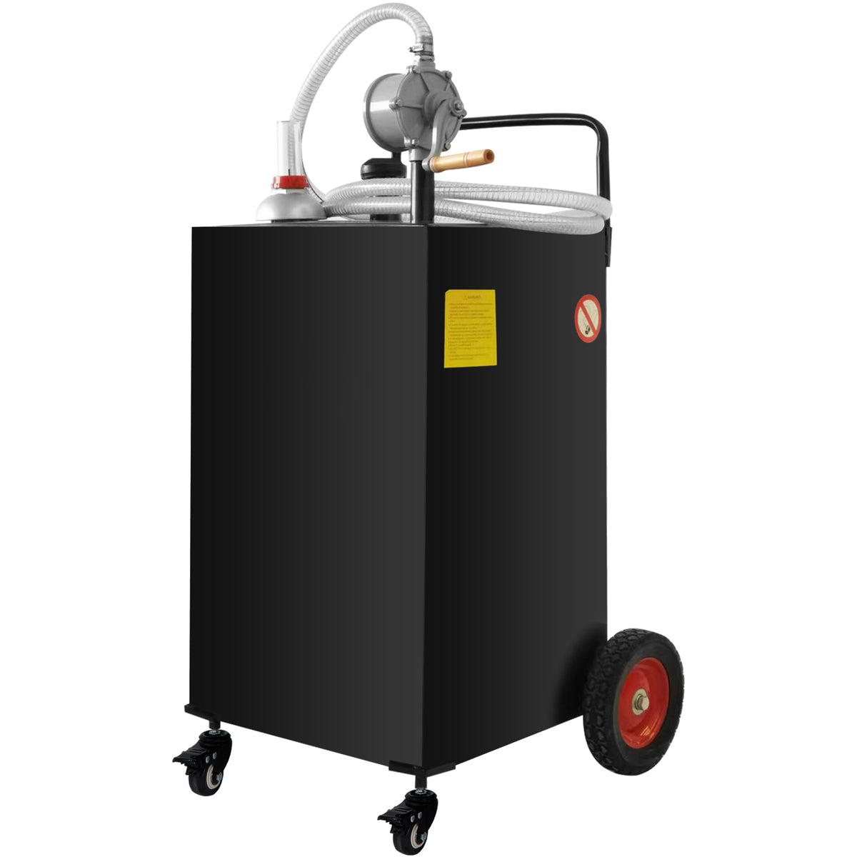 Fuel Caddy, 35 Gallon, Gas Storage Tank on 4 Wheels, with Manuel Transfer Pump, Gasoline Diesel Fuel Container for Cars, Lawn Mowers, ATVs, Boats, More, Black