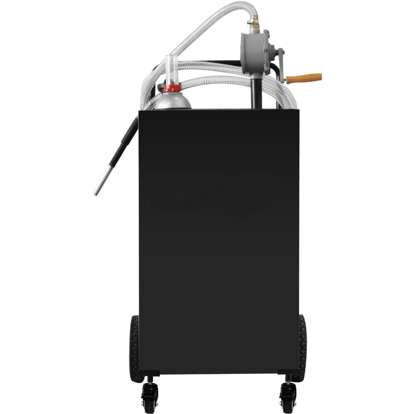 Fuel Caddy, 35 Gallon, Gas Storage Tank on 4 Wheels, with Manuel Transfer Pump, Gasoline Diesel Fuel Container for Cars, Lawn Mowers, ATVs, Boats, More, Black