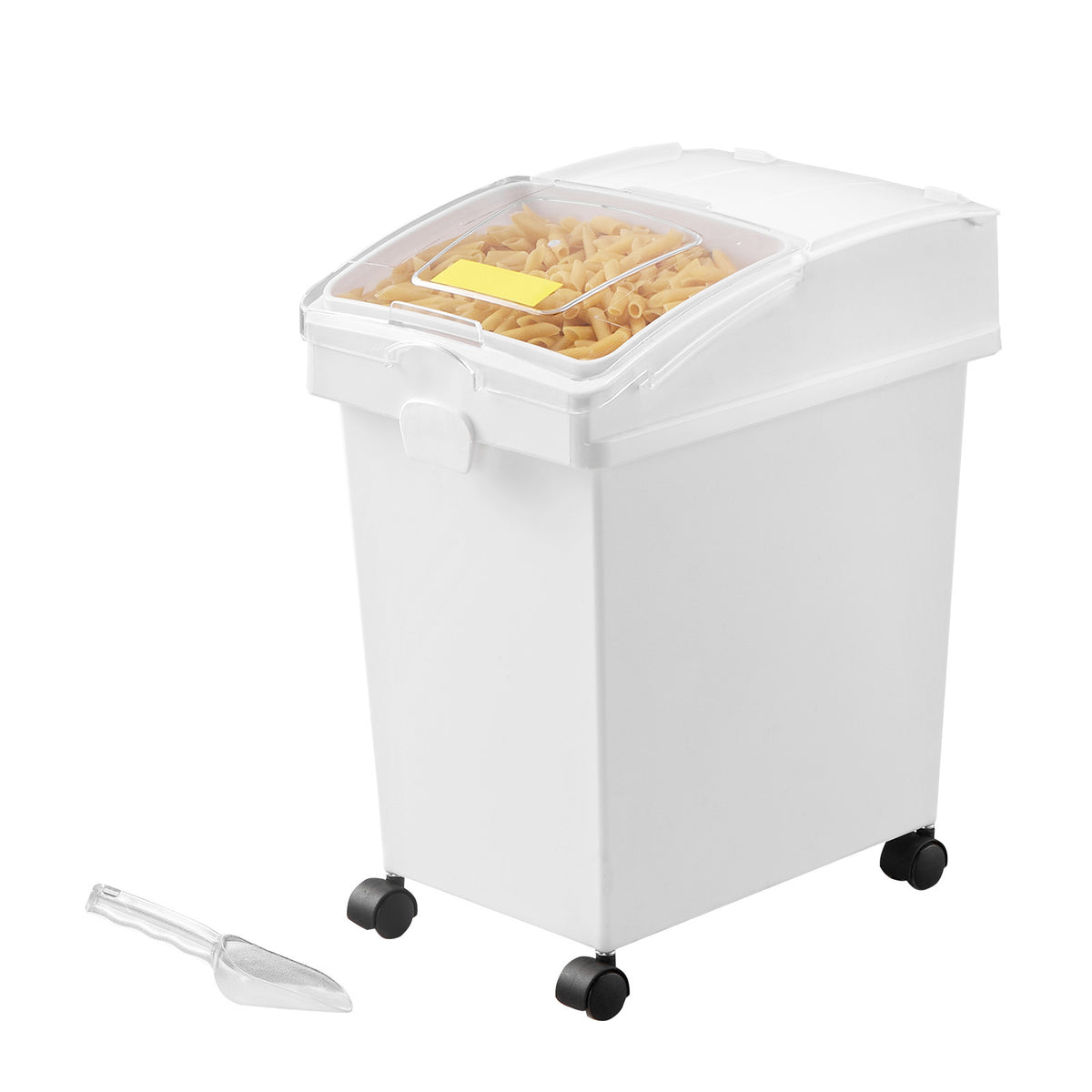 Ingredient Bin, 5.2 Gallons Capacity Ingredient Storage Bin, 3 Pcs/Set, PP Material Flour Bins On Wheels, White Shelf Ingredient Bin with Scoop and Sliding Lid, Commercial Storage Bins