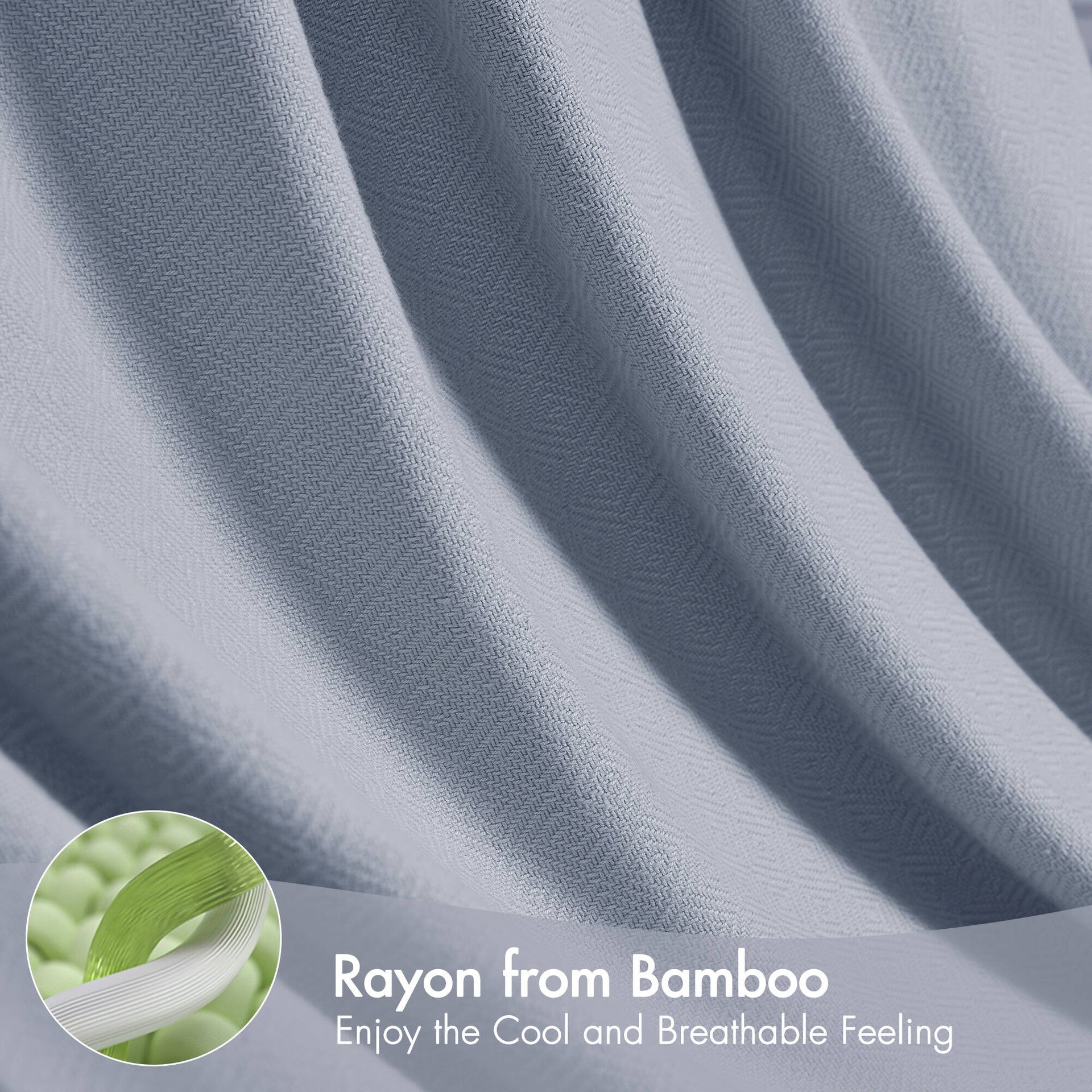 1-Piece Full/Queen Rayon from Bamboo Cotton Blanket, Light Blue