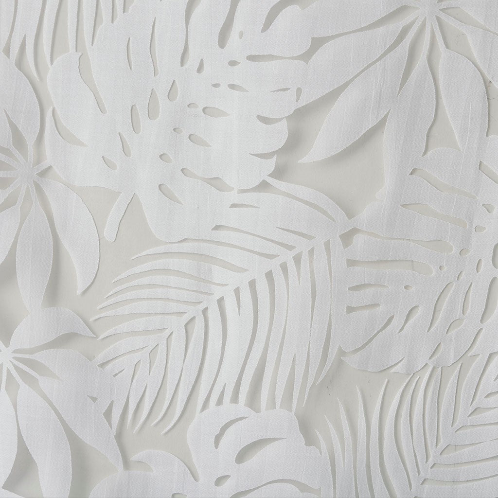 Palm Leaf Burnout Window Sheer White 50x63"