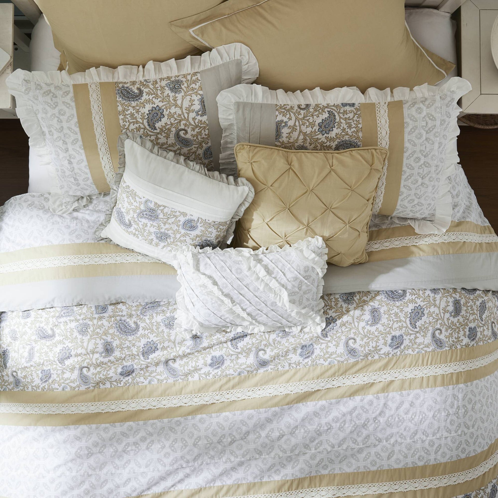9 Piece Cotton Percale Comforter Set Yellow Queen
