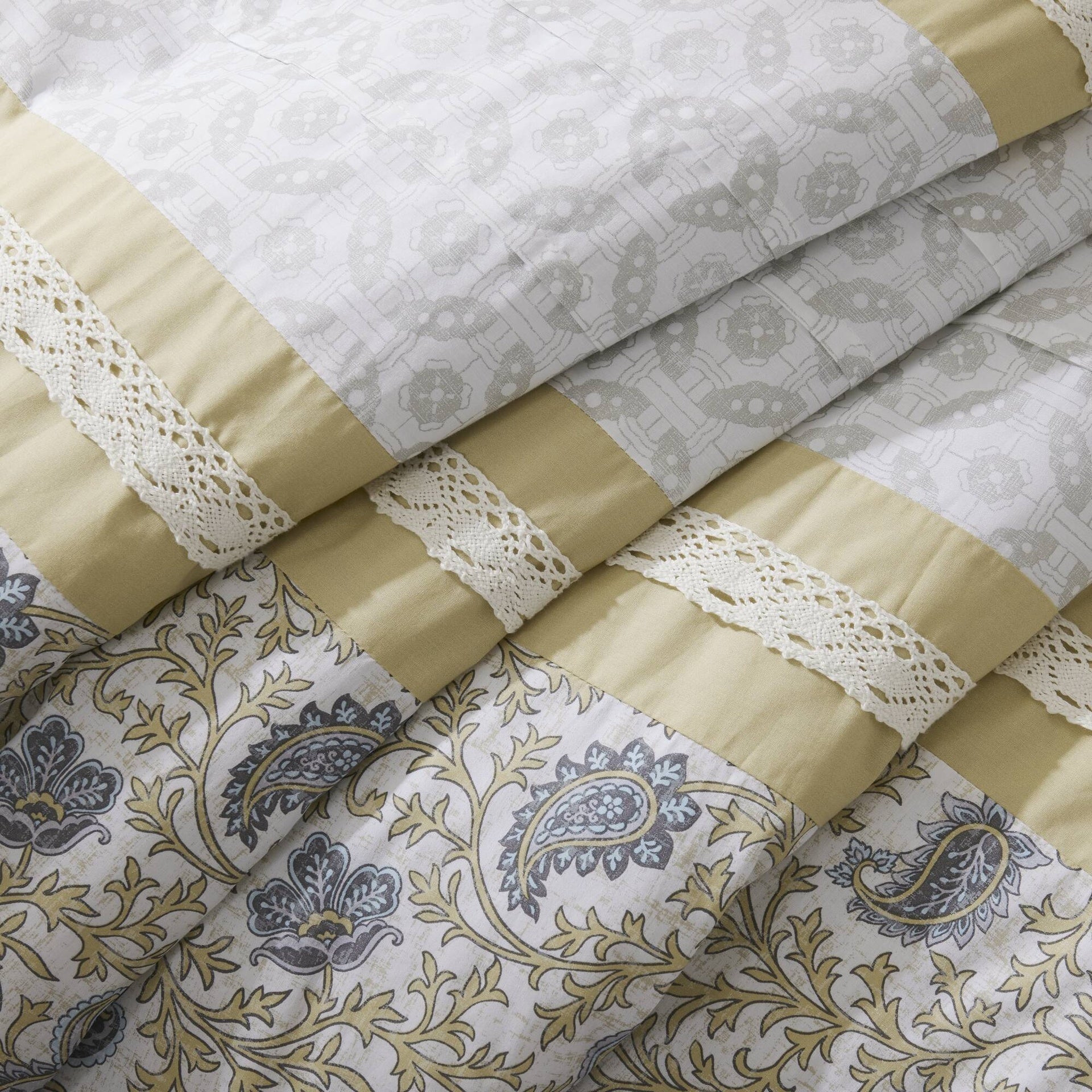 9 Piece Cotton Percale Comforter Set Yellow Queen