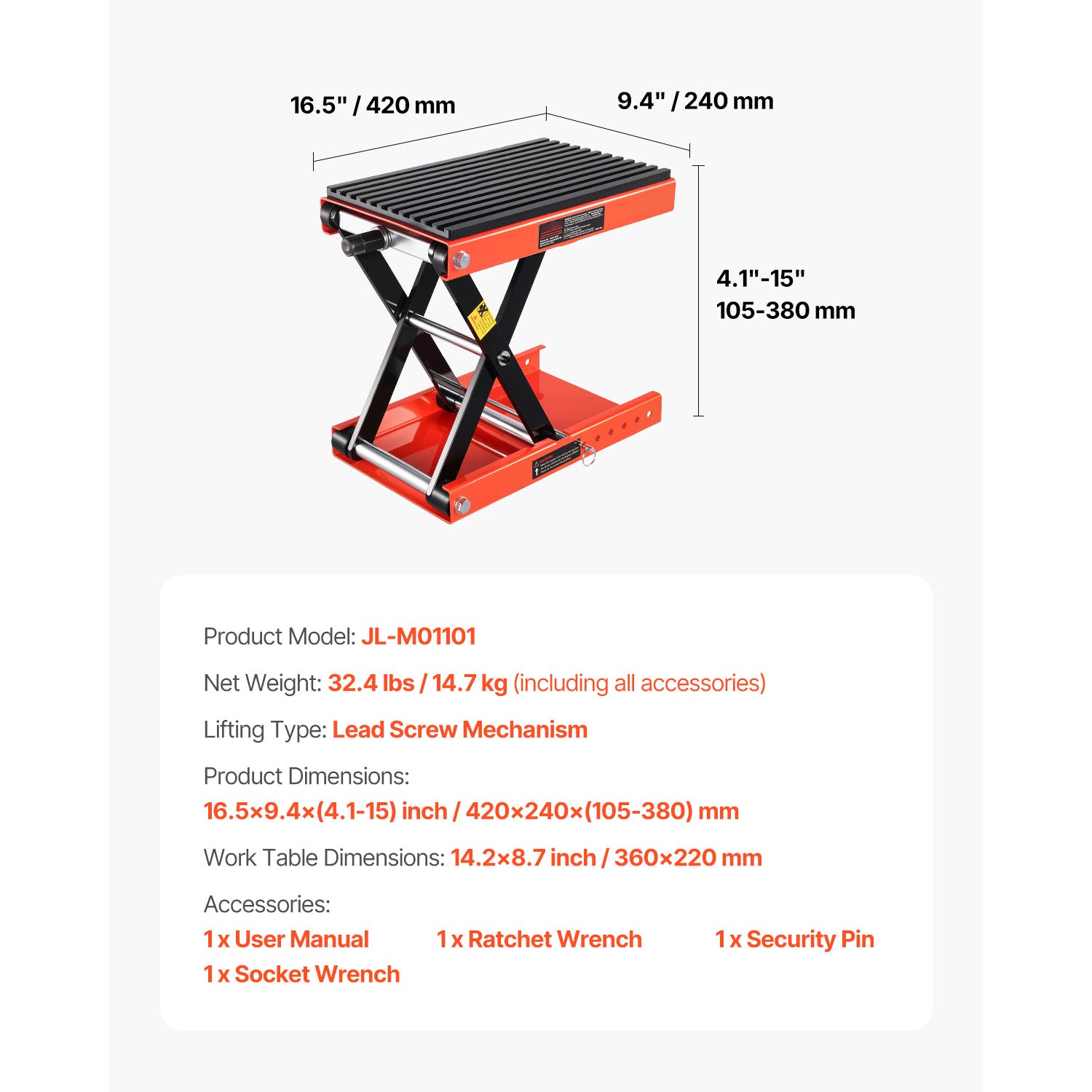 Motorcycle Scissor Lift Jack 1200lbs Wide Deck ATV Bike Lift Hoist Stand Crank