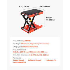 Motorcycle Scissor Lift Jack 1200lbs Wide Deck ATV Bike Lift Hoist Stand Crank