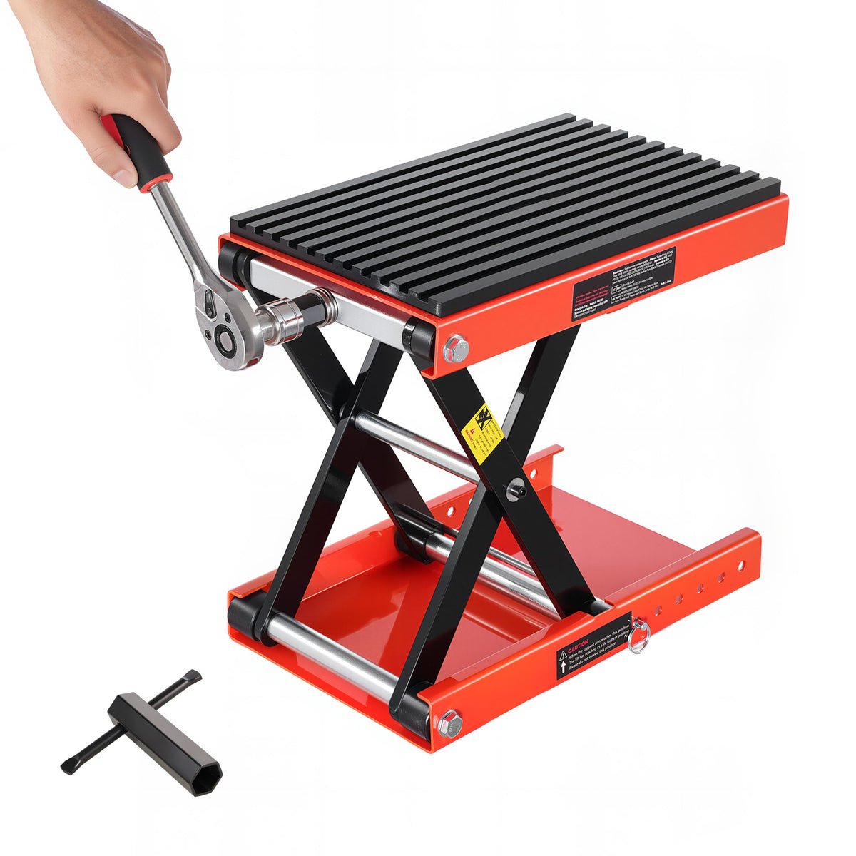 Motorcycle Scissor Lift Jack 1200lbs Wide Deck ATV Bike Lift Hoist Stand Crank