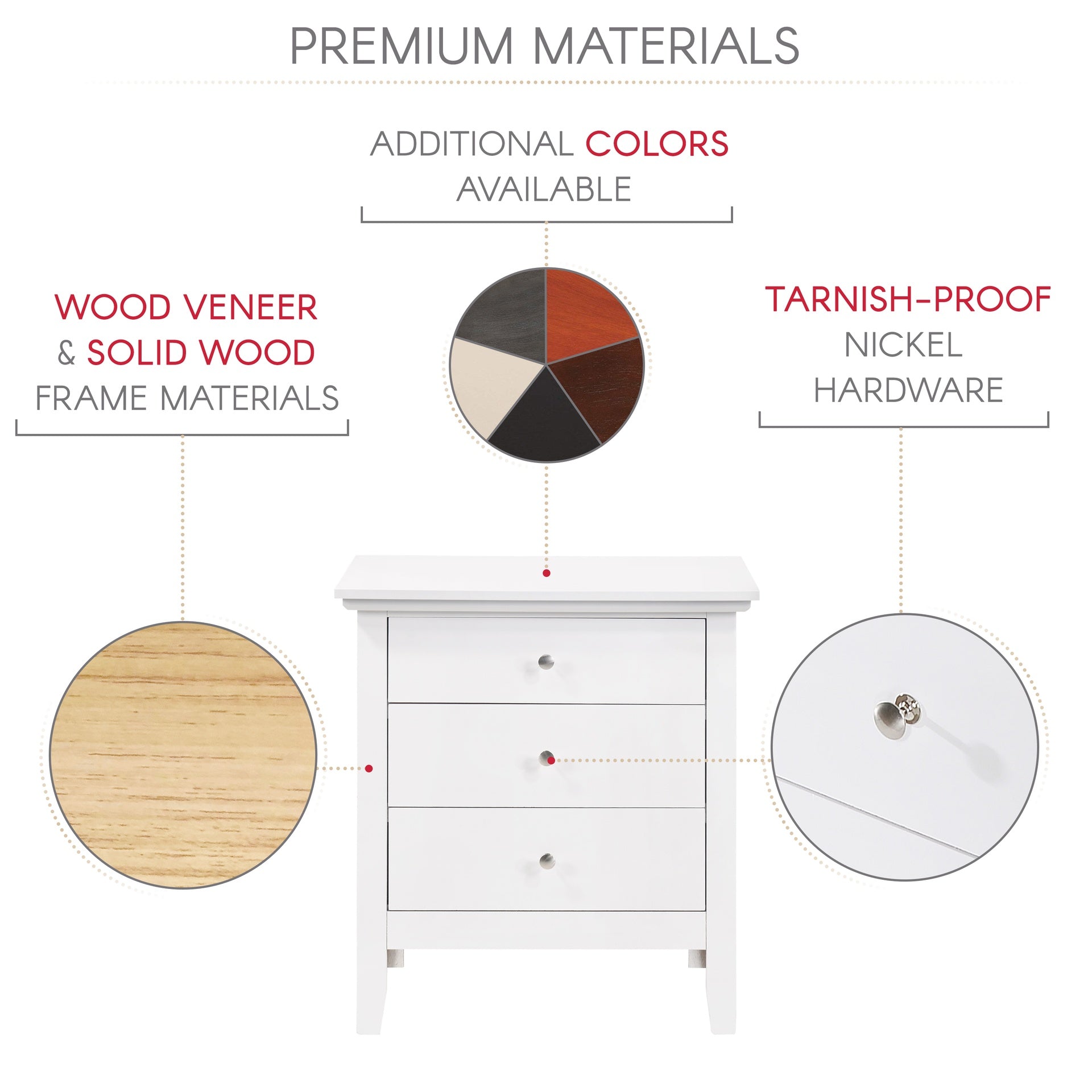 Elegant White Casual Nightstand