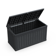 230 Gallon Large Outdoor Storage XXL Deck Box for Patio Furniture, Outdoor Cushions, Garden Tools and Sports/Pools Equipment, Waterproof Resin, Lockable, Black