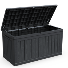 230 Gallon Large Outdoor Storage XXL Deck Box for Patio Furniture, Outdoor Cushions, Garden Tools and Sports/Pools Equipment, Waterproof Resin, Lockable, Black