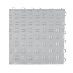 Garage Tiles Interlocking, 12 x 12 x 0.53 inch 25 Pack Garage Floor Covering Tiles, Non-Slip Double-Sided Texture Garage Flooring Tiles, for Garages, Basements, Repair Shops, Silver