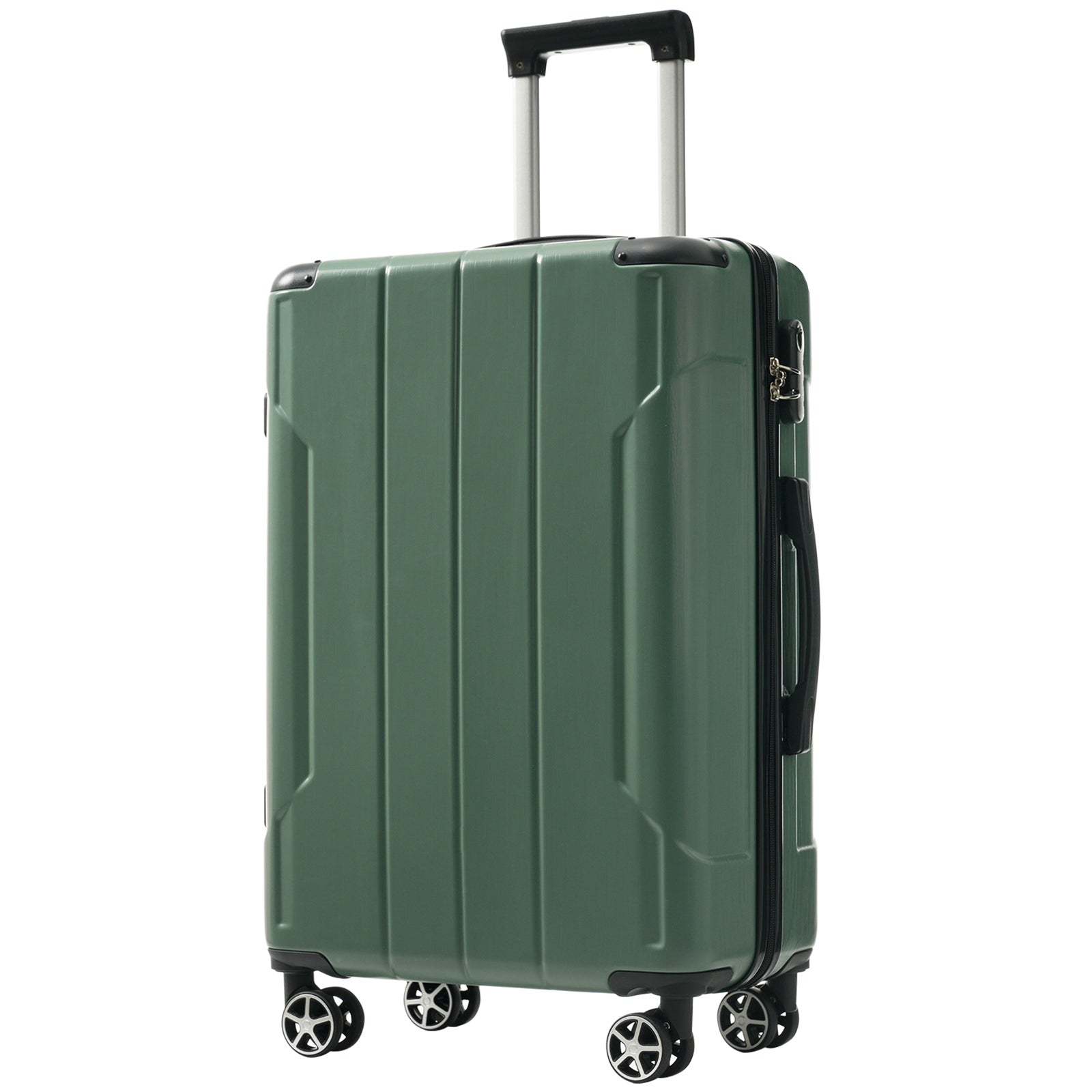 Luggage Sets 3 Piece, Hard shell ABS Lightweight Durable Suitcases with Double Spinner Wheels 20/24/28 Inch (Green)