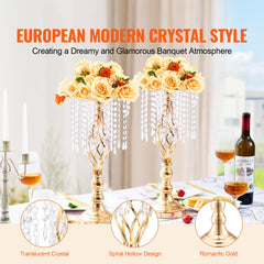12PCS 49cm/19.3” Tall Crystal Wedding Flower Stand Vase for Party Decor