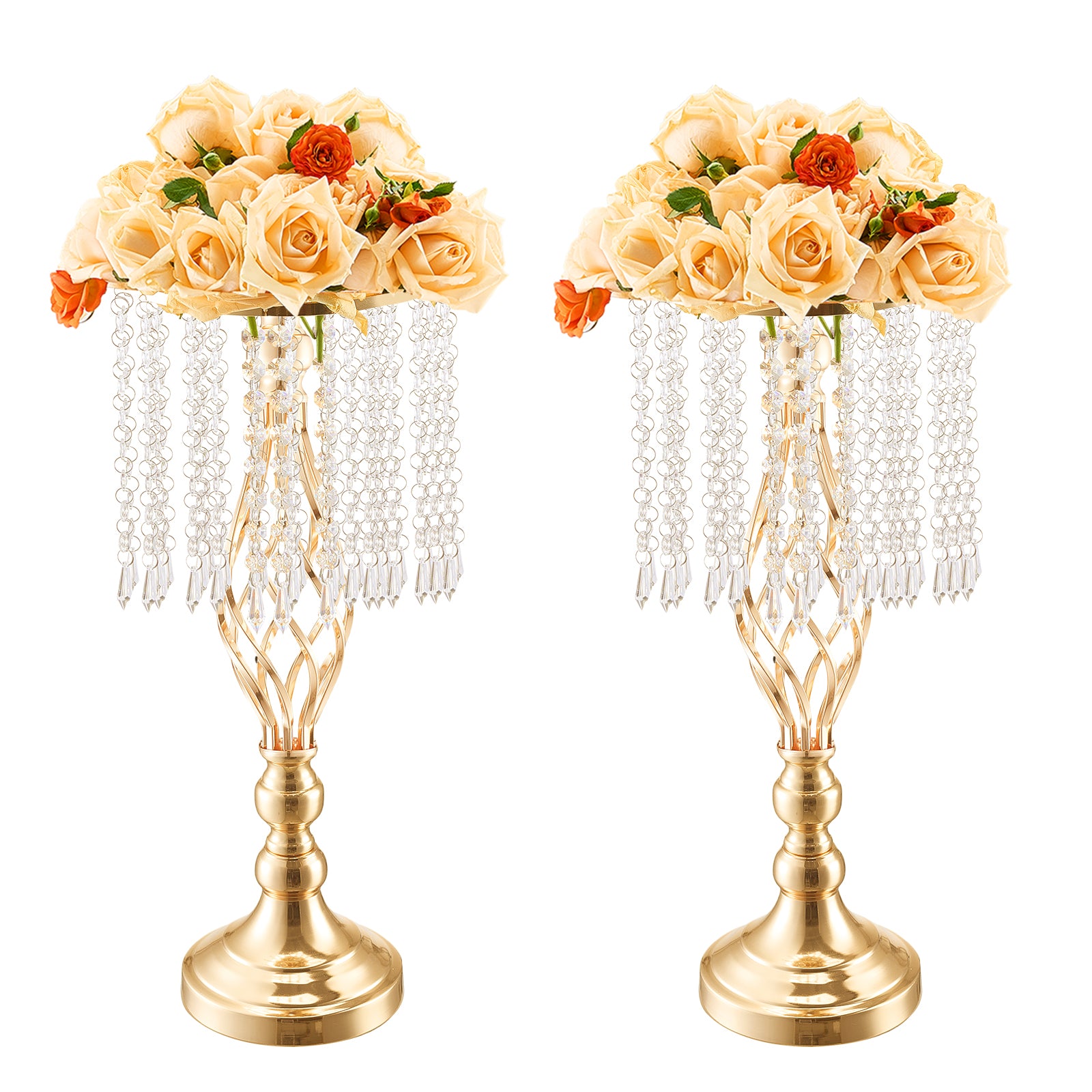 12PCS 49cm/19.3” Tall Crystal Wedding Flower Stand Vase for Party Decor