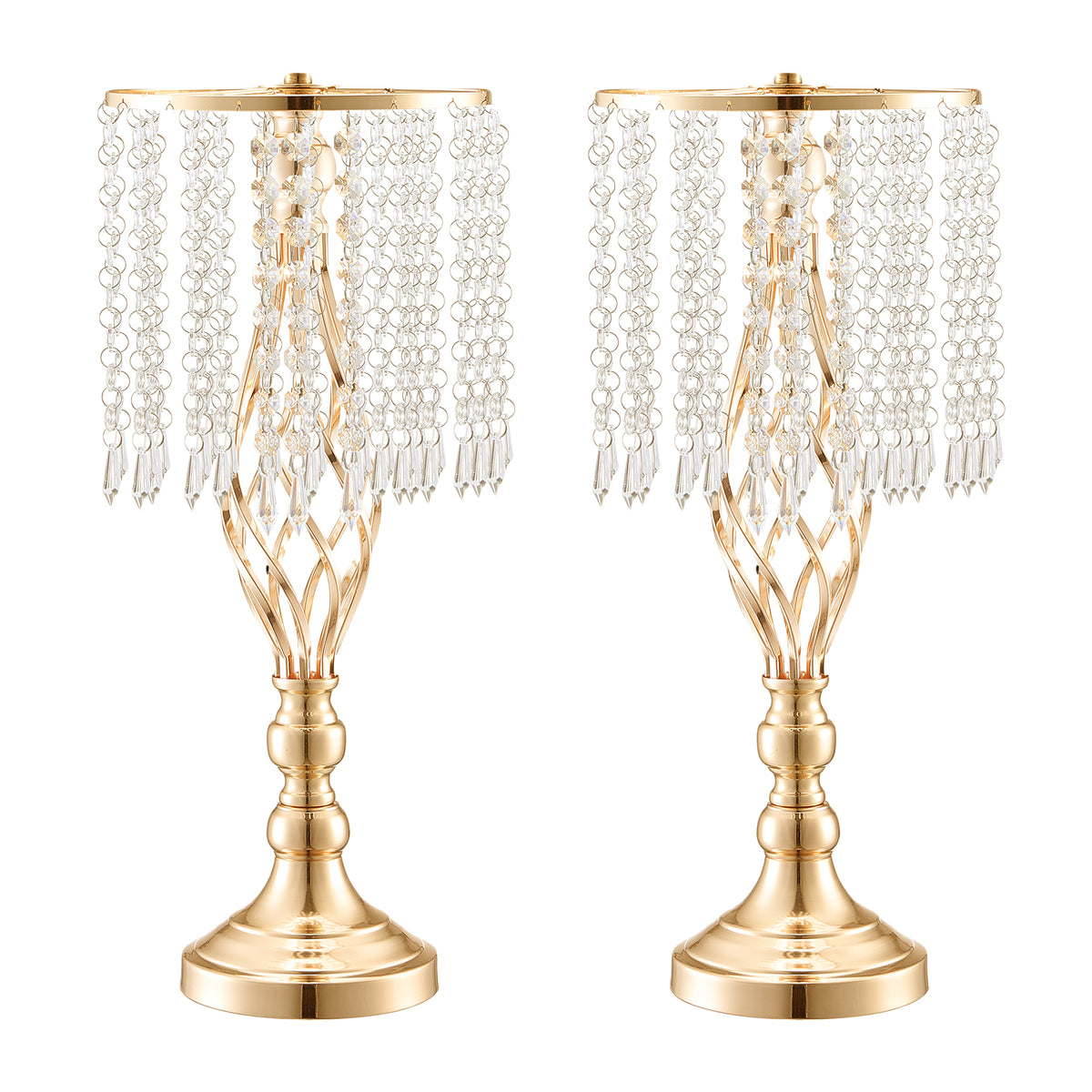 12PCS 49cm/19.3” Tall Crystal Wedding Flower Stand Vase for Party Decor