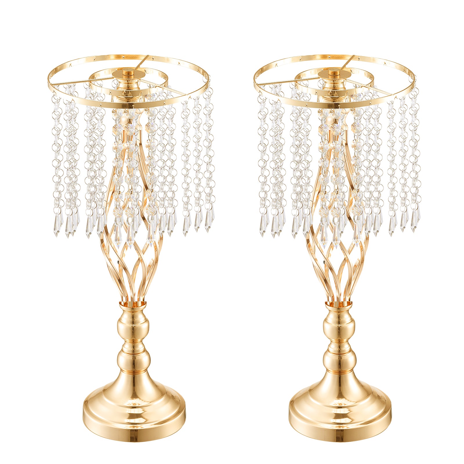 12PCS 49cm/19.3” Tall Crystal Wedding Flower Stand Vase for Party Decor