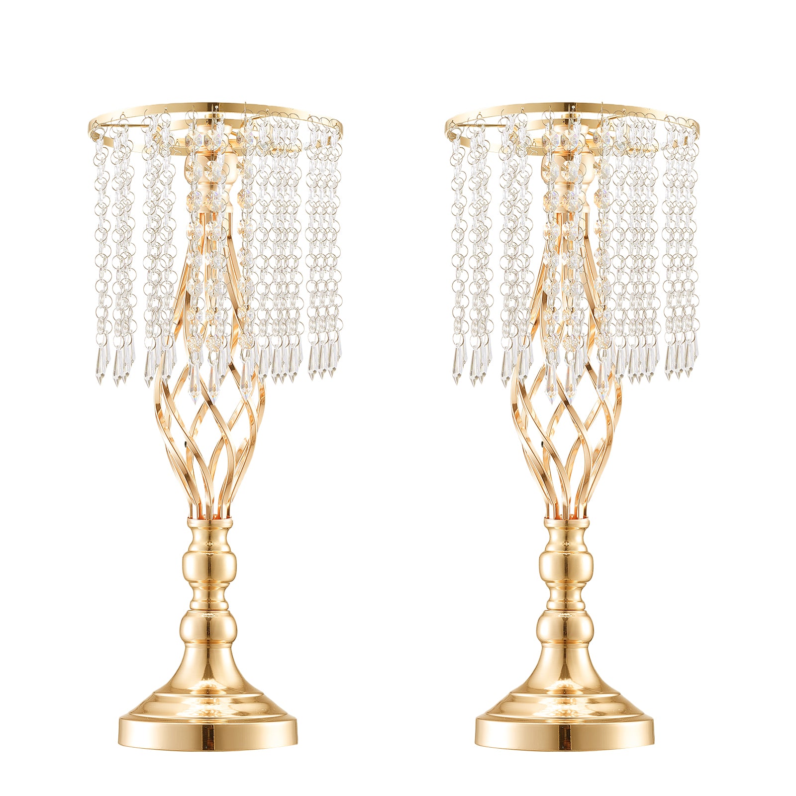 12PCS 49cm/19.3” Tall Crystal Wedding Flower Stand Vase for Party Decor