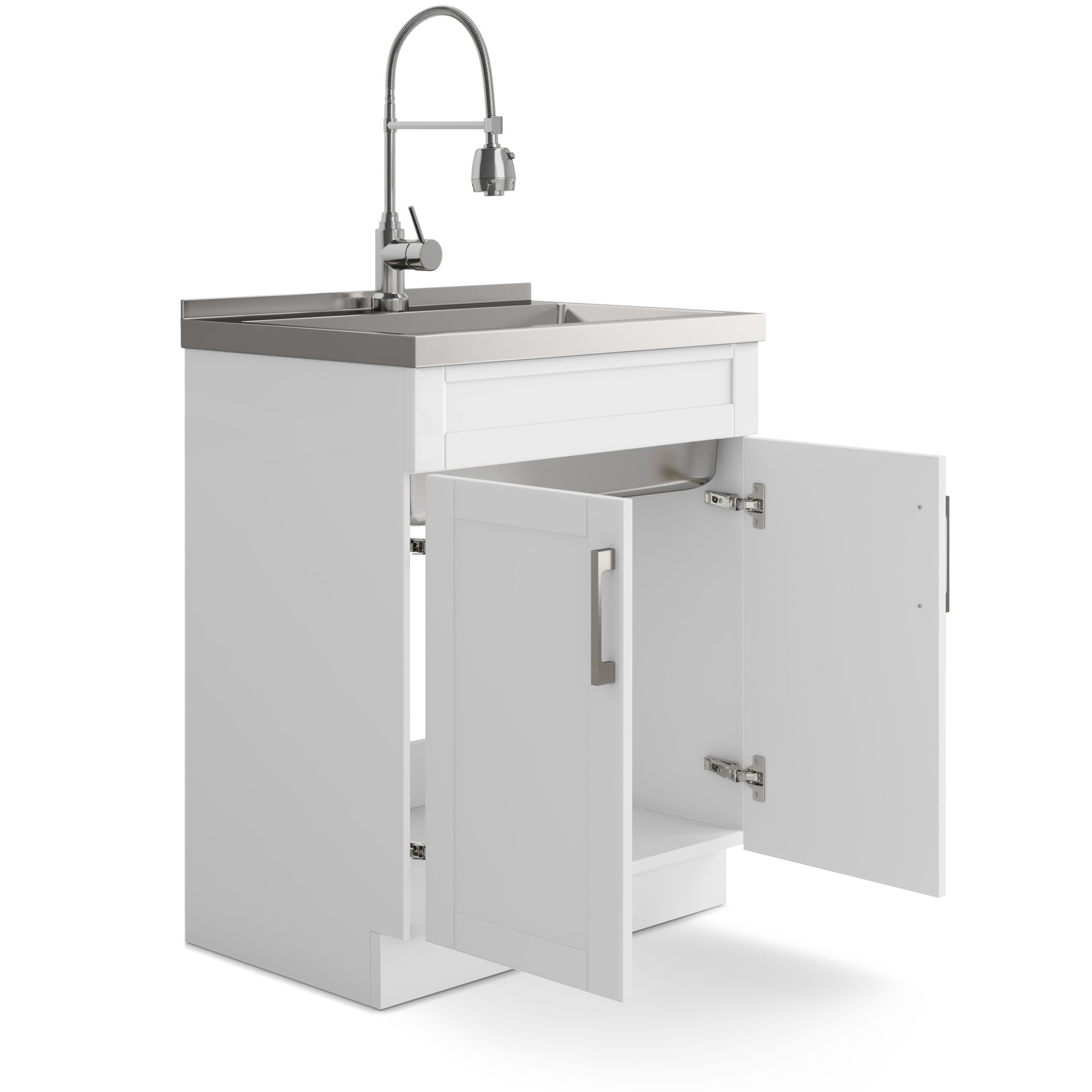 Hennessy - Deluxe 28" Laundry Cabinet with Faucet and Stainless Steel Sink - White