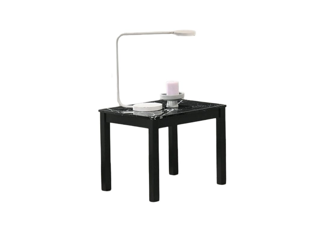 Contemporary Style 3pc Table Set 1x Coffee Table 2x End Table Faux Marble Top Wooden Legs Black Finish Primary Living Room